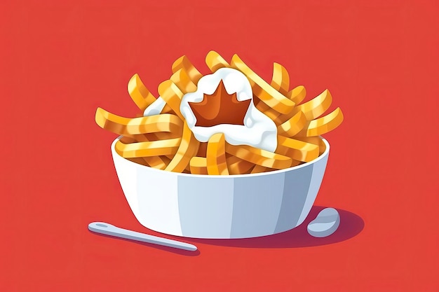 Photo poutine illustration food illustration generative ai