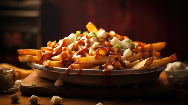 Poutine is a dish of french fries and cheese curds