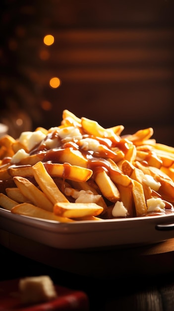 Poutine is a dish of french fries and cheese curds