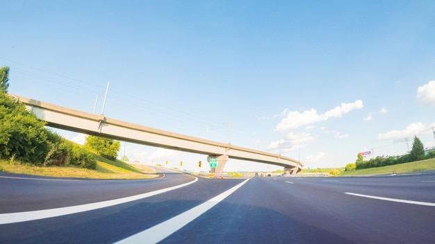 Pov point of view - driving east on interstate highway 70 in\
st. louis.