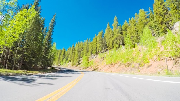 POV point of view -  Driving on mountain highway in the Summer.