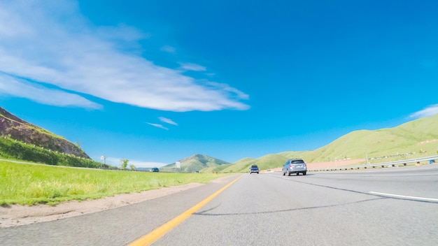 POV point of view -  Driving on mountain inerestait highway I70 in the Summer.