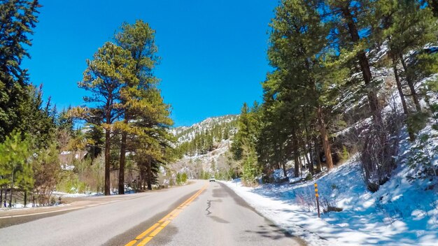 POV point of view -Driving through Rocky Mountain National Park in the Spring.