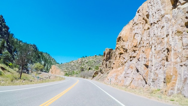 POV point of view -Driving West to Estes Park on highway 36.