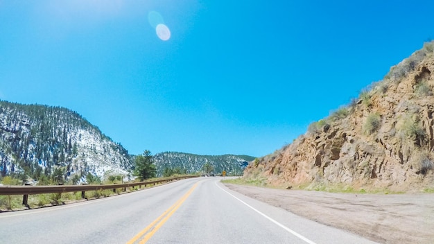 POV point of view -Driving West to Estes Park on highway 36.