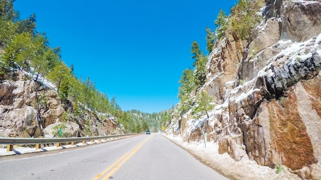 POV point of view -Driving West to Estes Park on highway 36.