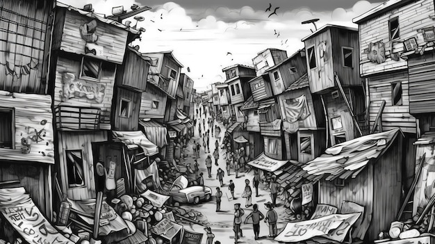 Poverty and inequality Fantasy concept Illustration painting