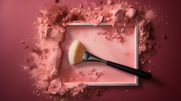 powder and blush forming frame with makeup brush