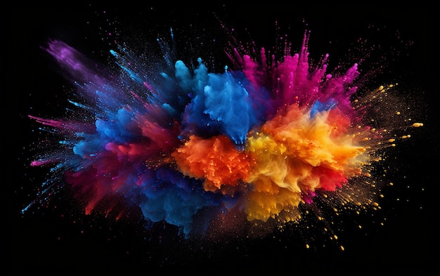 Powder Explosion A Burst of Color on a Black Canvas