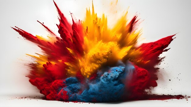 Photo powder explosion effect yellow red blue high speed photography