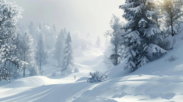 Powder snowy slope