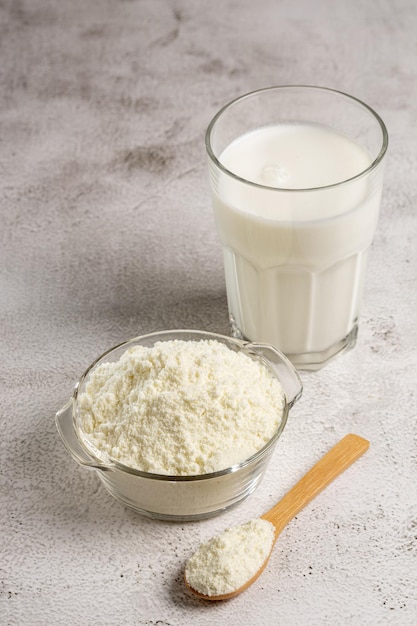 Photo powdered milk portion of granulated milk powder