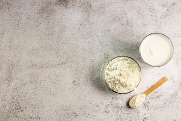 Photo powdered milk portion of granulated milk powder