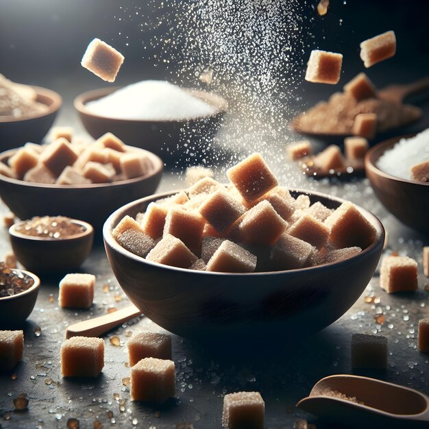 powdered palm sugar in a brown wood bowl