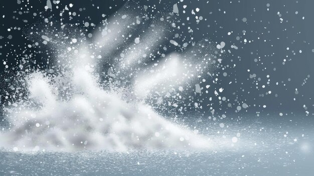 Powdered sugar salt snow flour splashes Sand salt crystals or sugar granules splattered on transparent background Modern realistic illustration