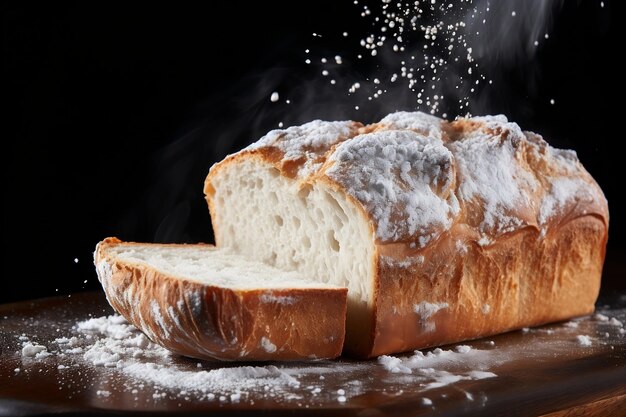 Powdered Sugar Sprinkled on a Loaf of Bread Generative AI