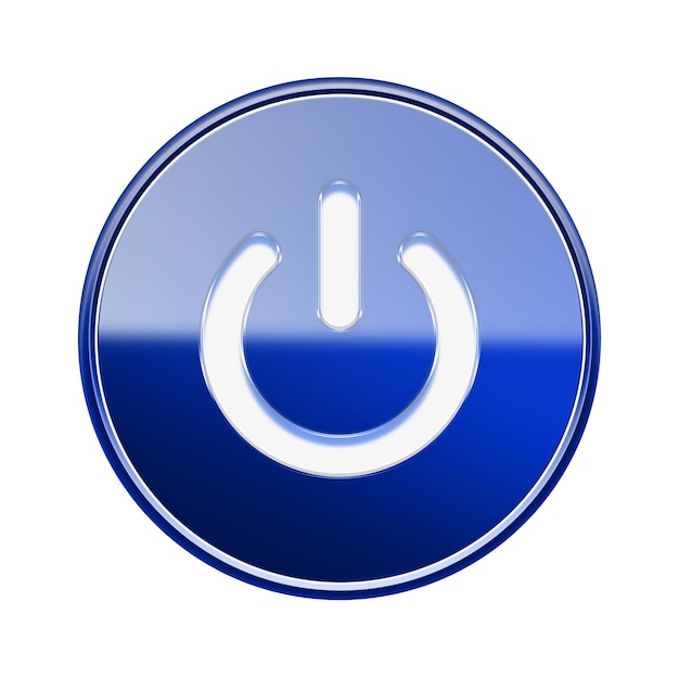 Икона кнопки включения глянцевого синего цвета