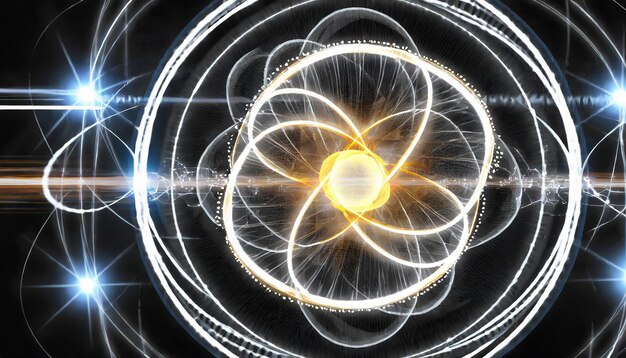 Power energy rotating atom cell element background