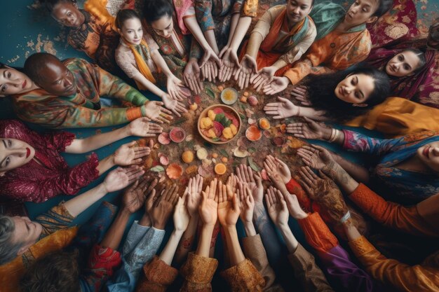 Photo the power of gratitude through diversity collage of people expressing thanks