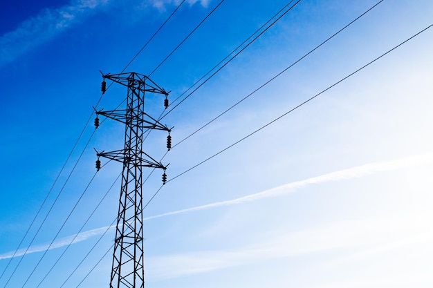 A power line with the sky in the background