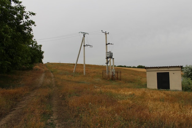 A power lines on a hill