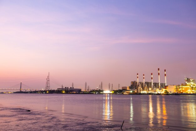 Power plant during the evening