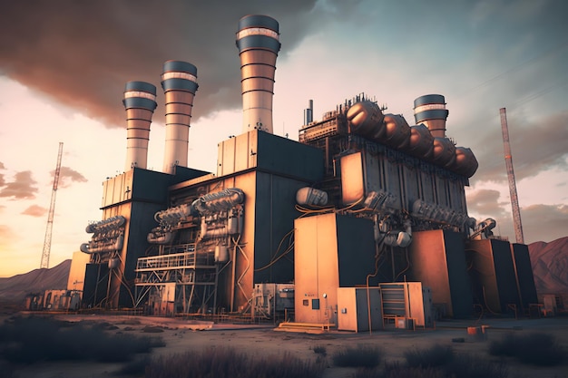 Power plant with transformers futuristic Neural network AI generated