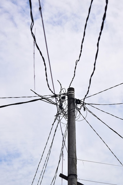 Power pole with blue sky