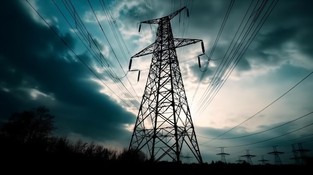 A power pole with the sky in the background