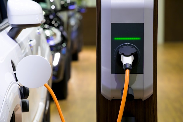 Power supply for electric car charging. Electric car charging station. 