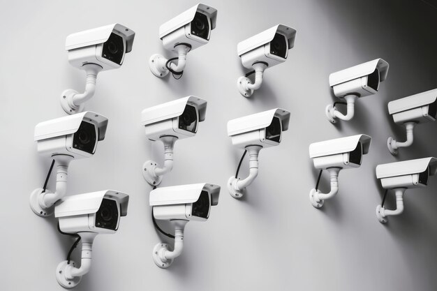 Photo the power of surveillance cameras unveiling the security concept with facial recognition and progra