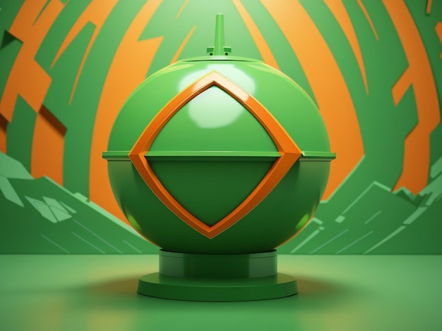 초록색과 오렌지색의 큰 원자폭탄 열핵 전쟁