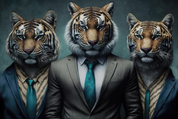 Powerful animal faces meet corporate world for business generative ai