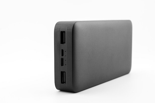 Photo powerful black power bank for charging additional power source