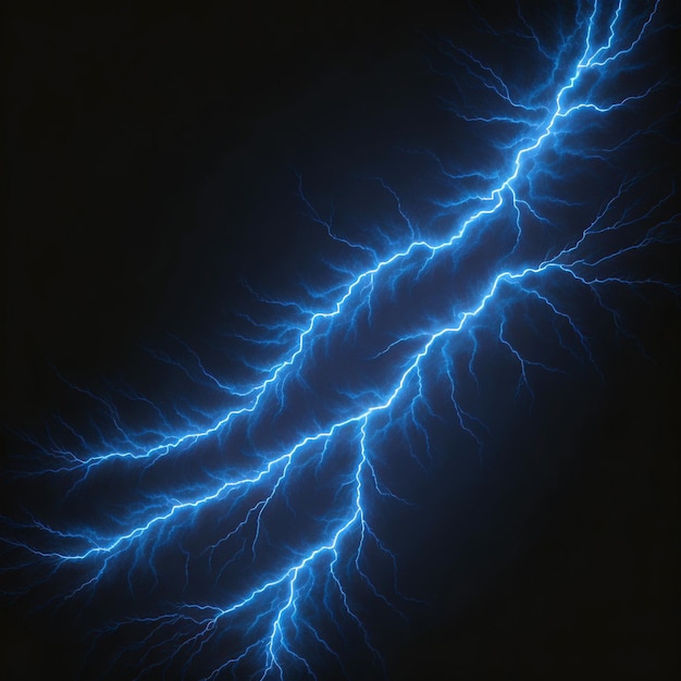 Powerful blue electric lightning abstract background