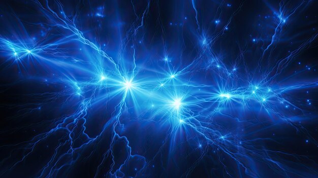 Powerful Blue Lightning Strike on Black Background Energy Graphic for Tech and Electric Designs