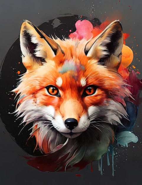 Photo powerful colorful fox face logo facing forward