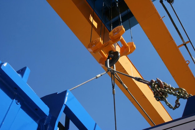 Powerful crane hook Industrial background