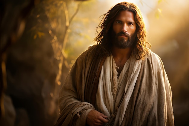 powerful depiction of Jesus Christ his aura a blend of compassion and divinity