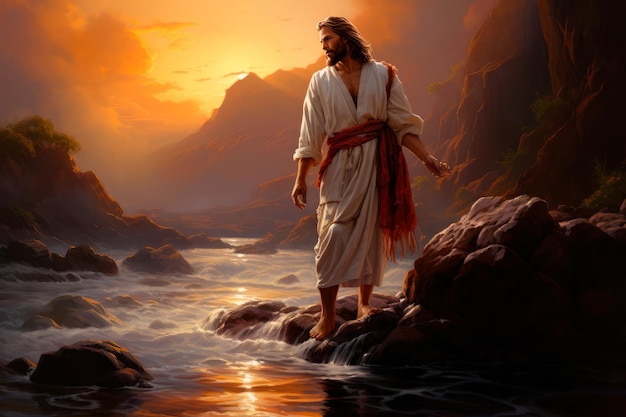 мощное изображение Иисуса Христа, его аура представляет собой смесь сострадания и божественности