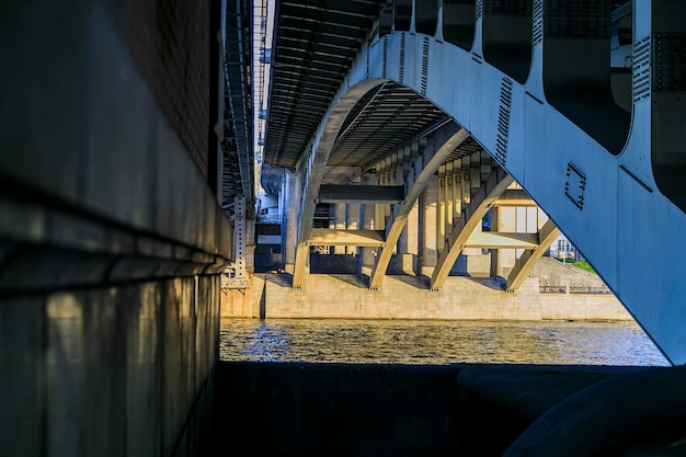 The powerful design of the bridge over the river