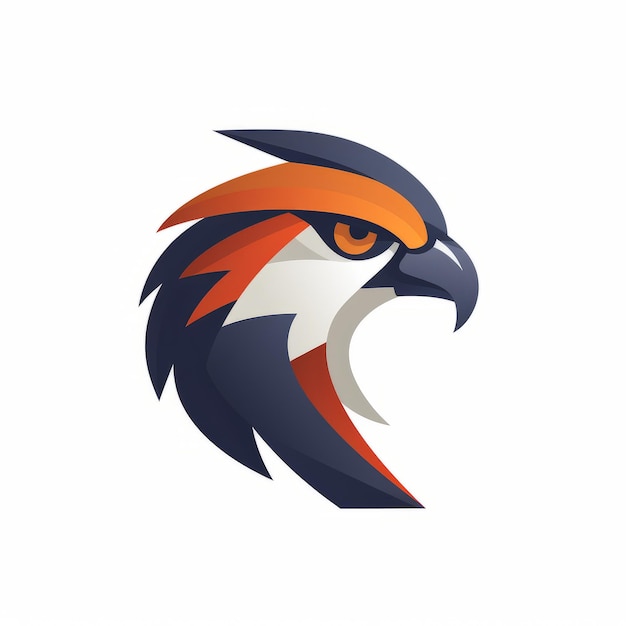 Мощный дизайн логотипа головы орла в темно-синем и оранжевом цветах