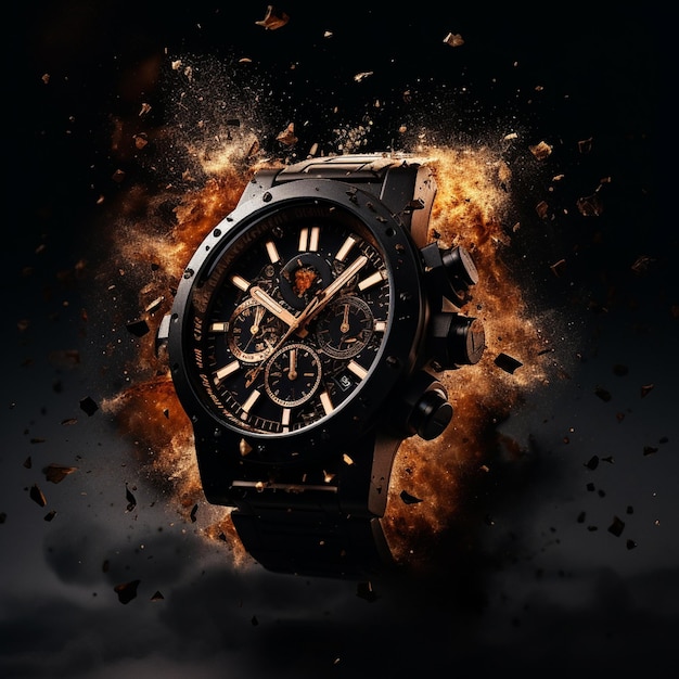 Powerful Explosion and Designer Watch in Commercial Photography