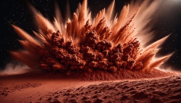 Foto potente esplosione di polvere rossa