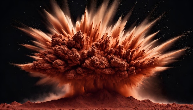 Powerful explosion of red dust