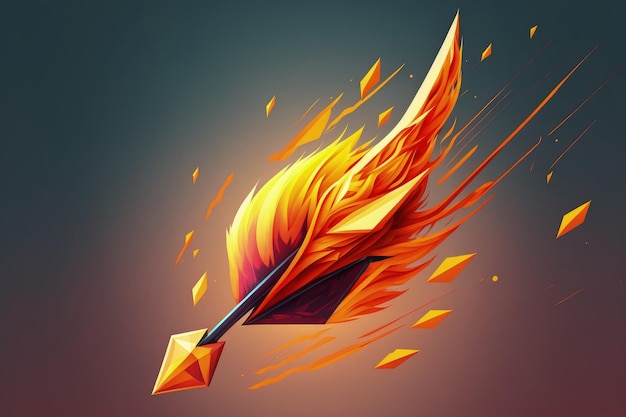 Photo powerful fire arrow in a strong background isolated