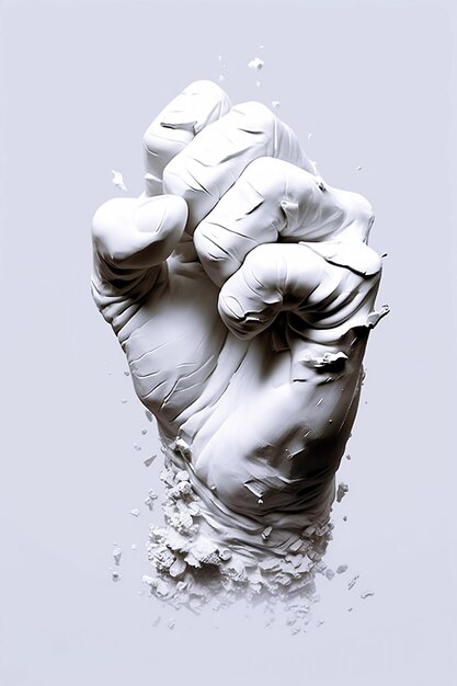 Powerful fist made of clay