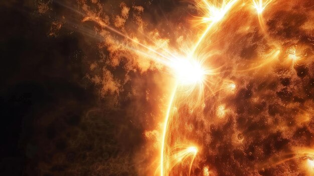 A powerful flare on the sun surface