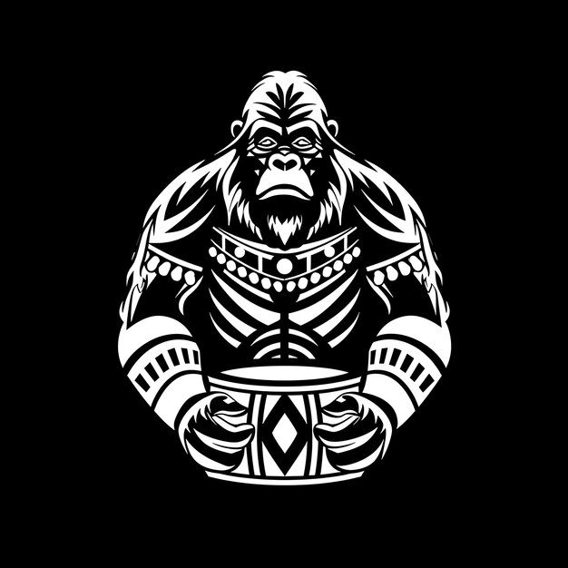 Powerful Gorilla Tribe Emblem Logo With Gorilla Chest Beat a Creative Logo Design Tattoo Outline