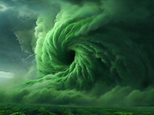 Photo powerful green tornado generative ai